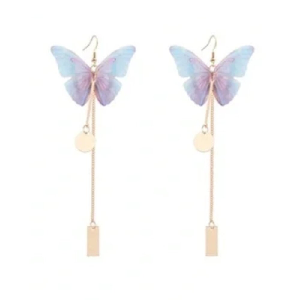 Delicate Butterfly Dangle Earrings Pair